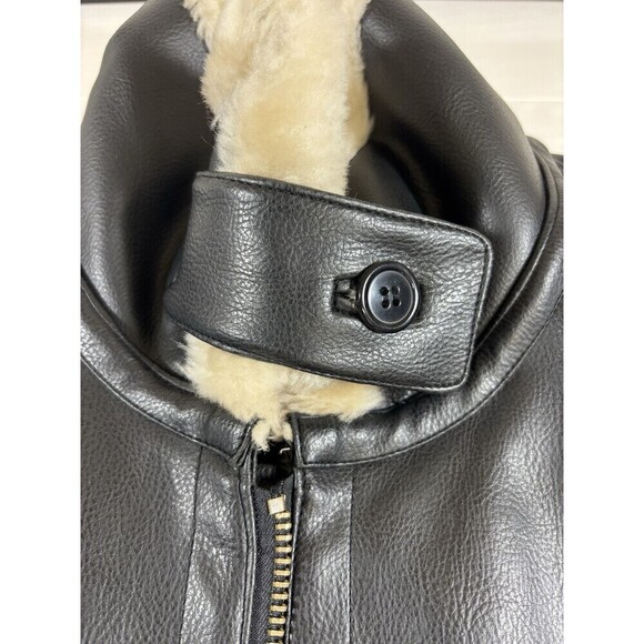 Miletta Faux Leather Coat Jacket Black XL Faux Fur Lining Zip Front Pockets - Picture 12 of 16